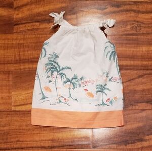 Janie and Jack EUC 6-12 months ivory and peach tropical shift dress